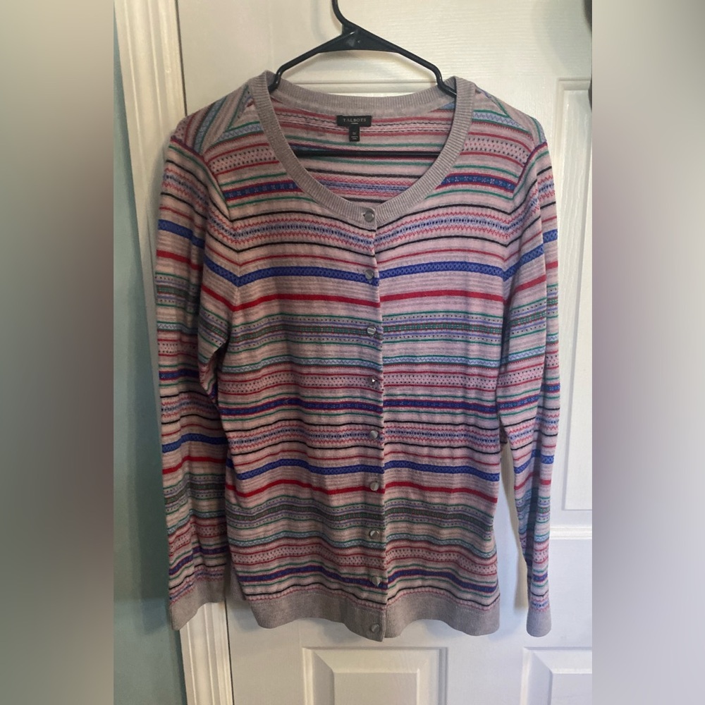 Talbots Multicolor Striped Cardigan